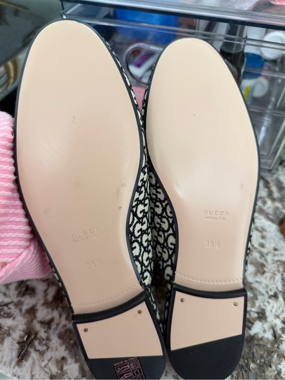Gucci Black & White GG Jacquard Horsebit Mules - Picture 2 of 4